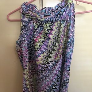 Apparenza Sleeveless Top Purple Techno Loop Abstract Design Top Size S.